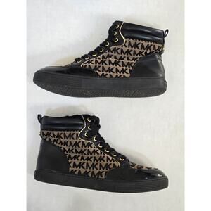 Michael Kors kids Moseley High-T Black/Tan Side Zip High Top Sneakers Size 4